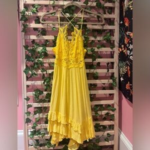 Free People Yellow Tiered Ruffled Sundress